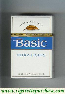 Basic Ultra Lights cigarettes Smooth Rich Taste hard box